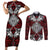 Red Aotearoa Tanilo Motif Couples Matching Short Sleeve Bodycon Dress and Long Sleeve Button Shirt Vintage Maori New Zealand Tribal Art Pattern