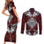 Red Aotearoa Tanilo Motif Couples Matching Short Sleeve Bodycon Dress and Long Sleeve Button Shirt Vintage Maori New Zealand Tribal Art Pattern