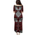 Red Aotearoa Tanilo Motif Family Matching Puletasi and Hawaiian Shirt Vintage Maori New Zealand Tribal Art Pattern