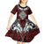Red Aotearoa Tanilo Motif Kid Short Sleeve Dress Vintage Maori New Zealand Tribal Art Pattern