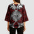 Red Aotearoa Taniko Motif Kimono Sleeve Blouse Vintage Maori New Zealand Tribal Art Pattern - Polynesian Pride