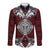 Red Aotearoa Tanilo Motif Long Sleeve Button Shirt Vintage Maori New Zealand Tribal Art Pattern