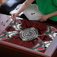 Red Aotearoa Taniko Motif Puzzle Vintage Maori New Zealand Tribal Art Pattern - Polynesian Pride