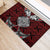Red Aotearoa Taniko Motif Rubber Doormat Vintage Maori New Zealand Tribal Art Pattern