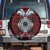 Red Aotearoa Taniko Motif Spare Tire Cover Vintage Maori New Zealand Tribal Art Pattern