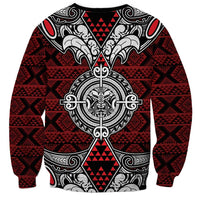 Red Aotearoa Tanilo Motif Sweatshirt Vintage Maori New Zealand Tribal Art Pattern LT9 - Polynesian Pride