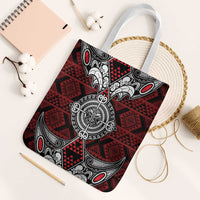 Red Aotearoa Taniko Motif Tote Bag Vintage Maori New Zealand Tribal Art Pattern - Polynesian Pride
