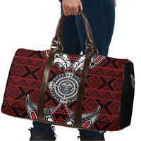 Red Aotearoa Taniko Motif Travel Bag Vintage Maori New Zealand Tribal Art Pattern - Polynesian Pride