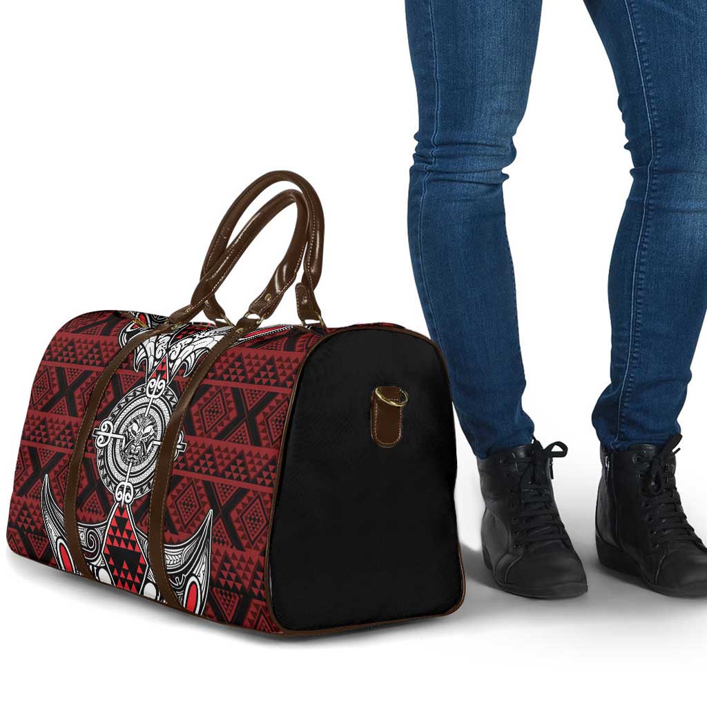 Red Aotearoa Taniko Motif Travel Bag Vintage Maori New Zealand Tribal Art Pattern - Polynesian Pride