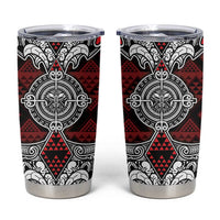 Red Aotearoa Taniko Motif Tumbler Cup Vintage Maori New Zealand Tribal Art Pattern