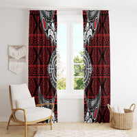 Red Aotearoa Taniko Motif Window Curtain Vintage Maori New Zealand Tribal Art Pattern