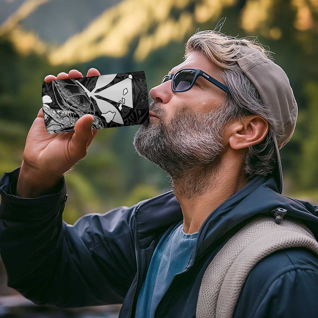 Kakau Polynesian Tribal Hawaiian Turtle 4 in 1 Can Cooler Tumbler with Kanaka Maoli Black