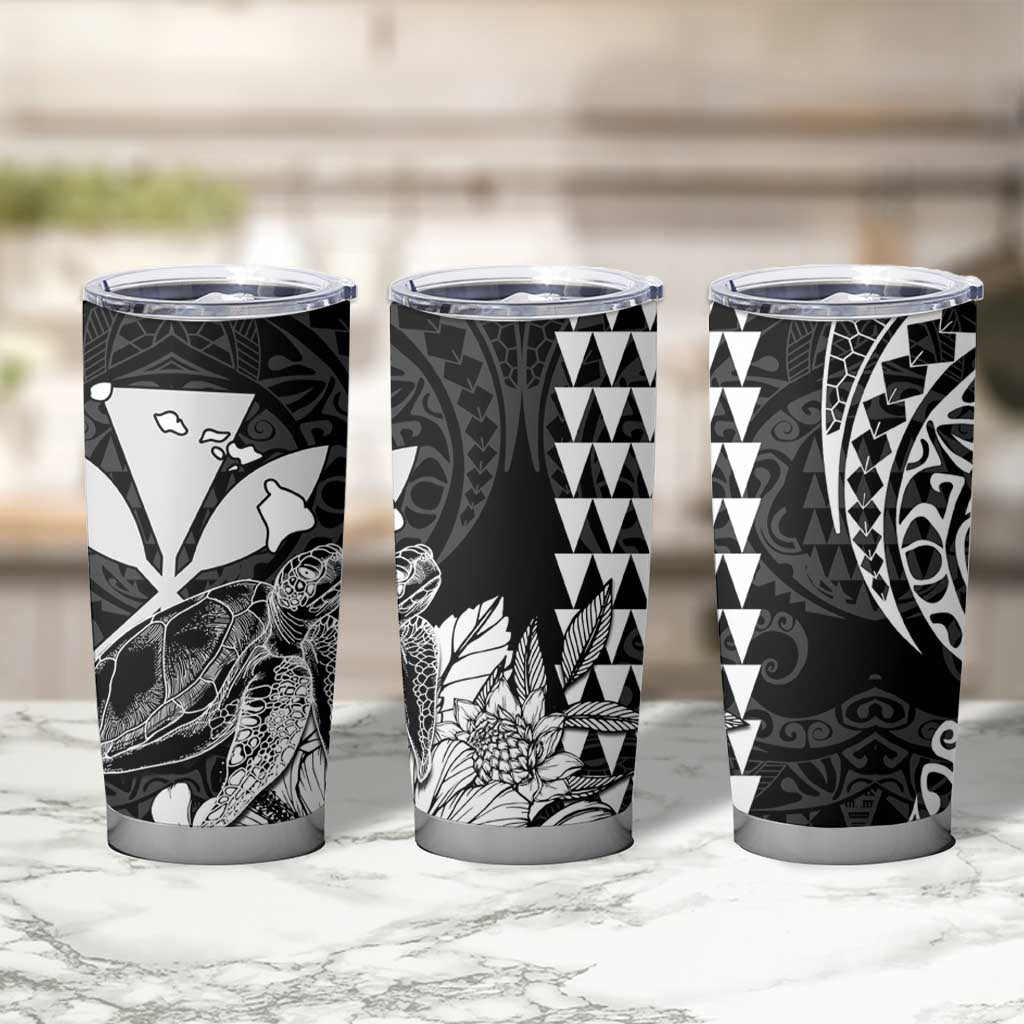 Kakau Polynesian Tribal Hawaiian Turtle Tumbler Cup with Kanaka Maoli Black