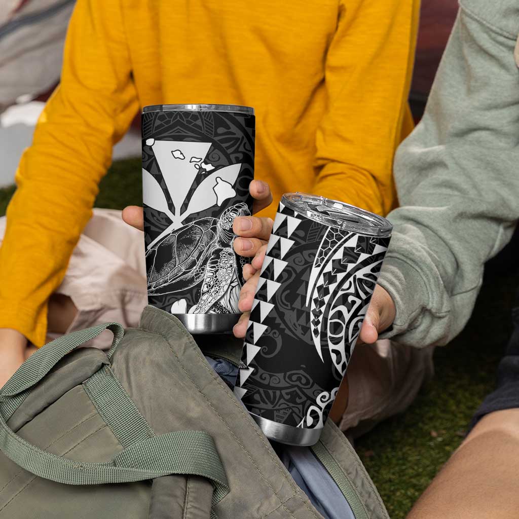 Kakau Polynesian Tribal Hawaiian Turtle Tumbler Cup with Kanaka Maoli Black