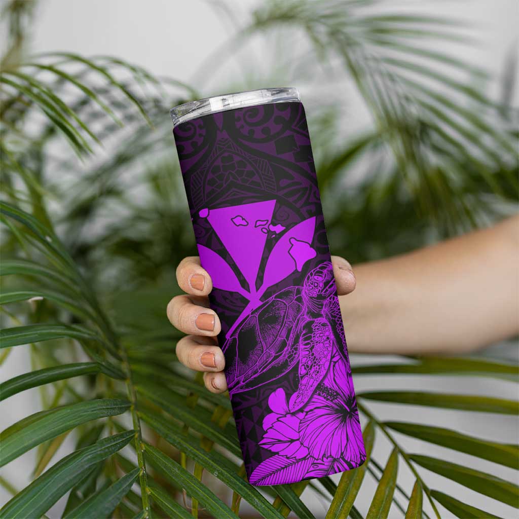 Kakau Polynesian Tribal Hawaiian Turtle Skinny Tumbler with Kanaka Maoli Purple