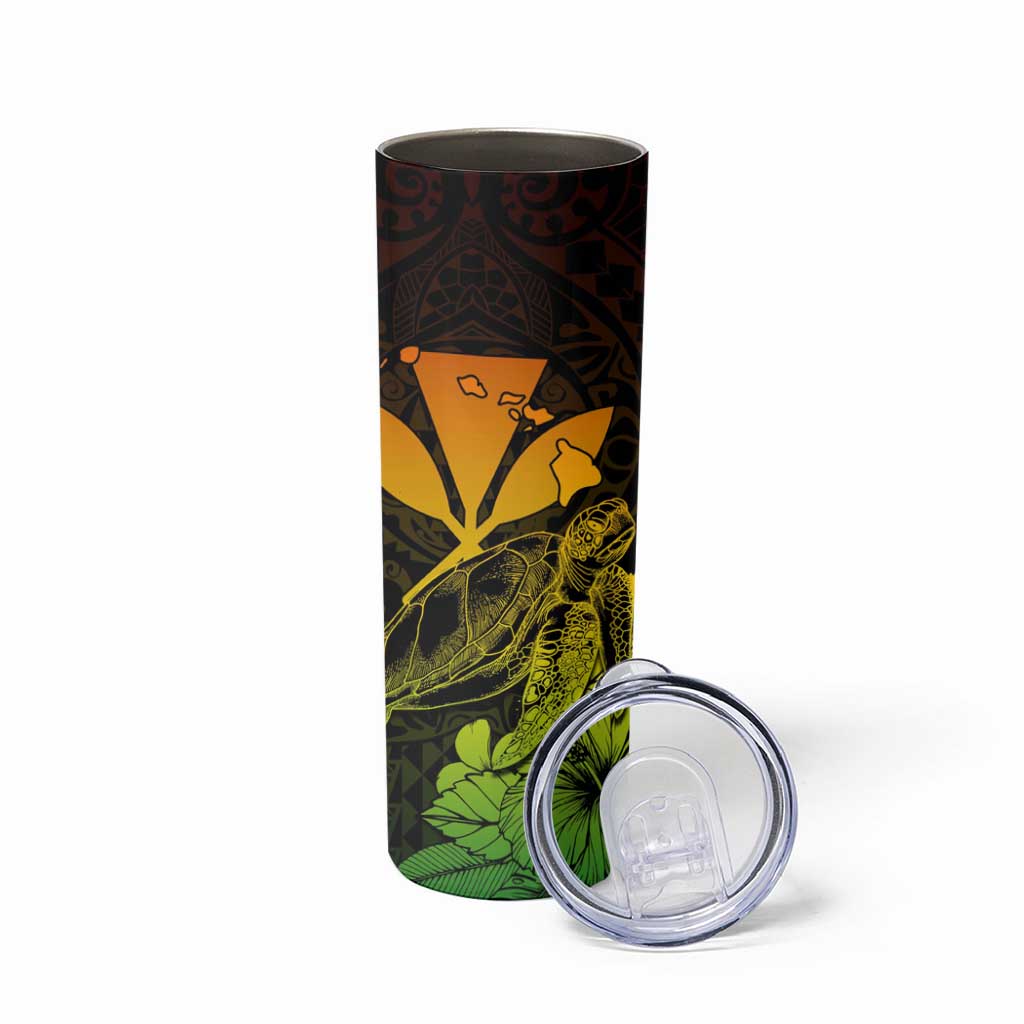 Kakau Polynesian Tribal Hawaiian Turtle Skinny Tumbler with Kanaka Maoli Reggae