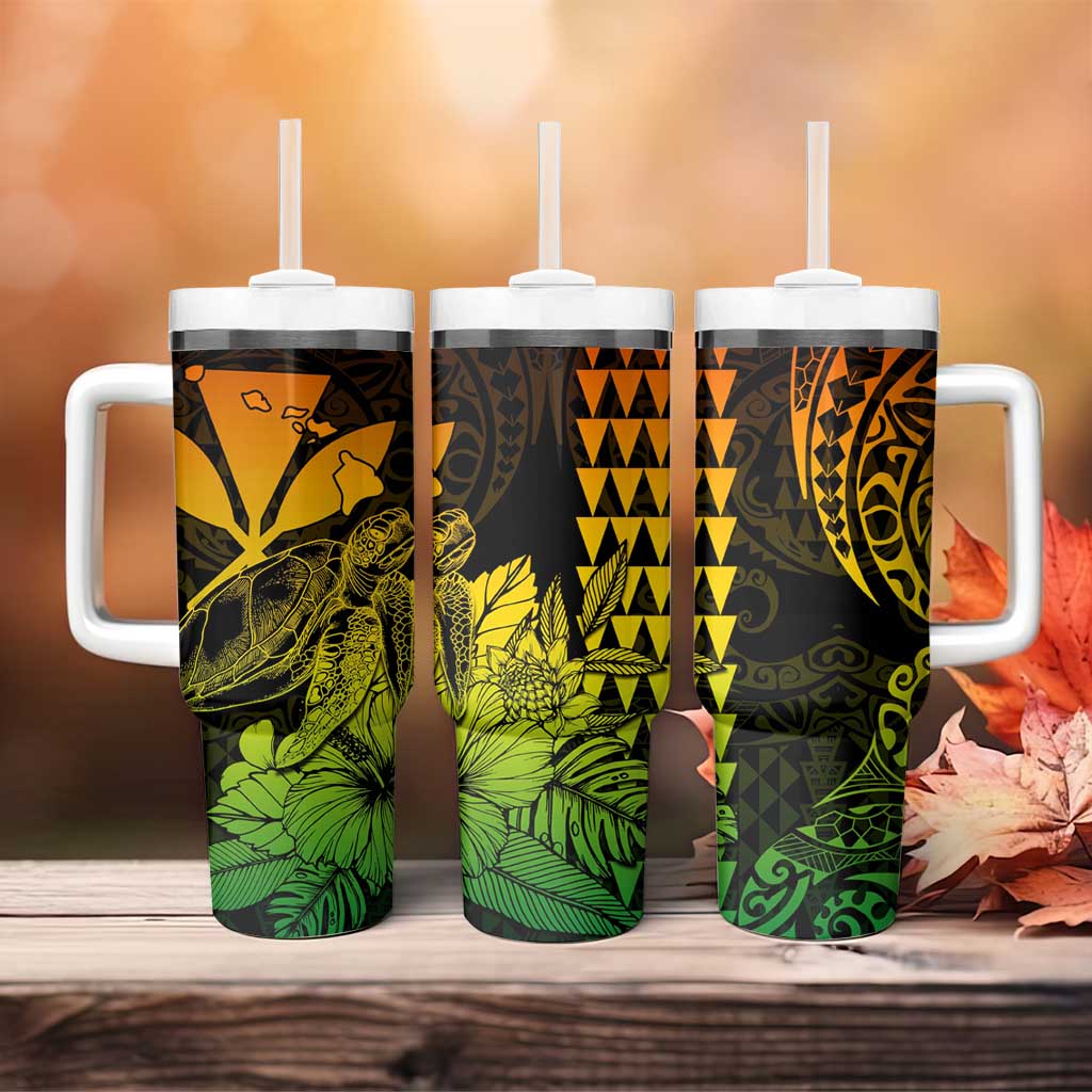Kakau Polynesian Tribal Hawaiian Turtle Tumbler With Handle with Kanaka Maoli Reggae