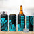 Kakau Polynesian Tribal Hawaiian Turtle 4 in 1 Can Cooler Tumbler with Kanaka Maoli Teal