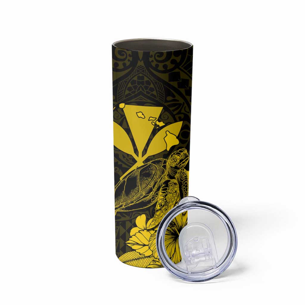 Kakau Polynesian Tribal Hawaiian Turtle Skinny Tumbler with Kanaka Maoli Yellow