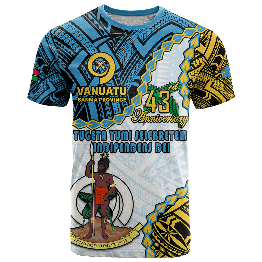 Polynesian Pride Sanma Province 43rd Anniversary Vanuatu T Shirt Tugeta Yumi Selebretem Indipendens Dei LT9 Blue - Polynesian Pride