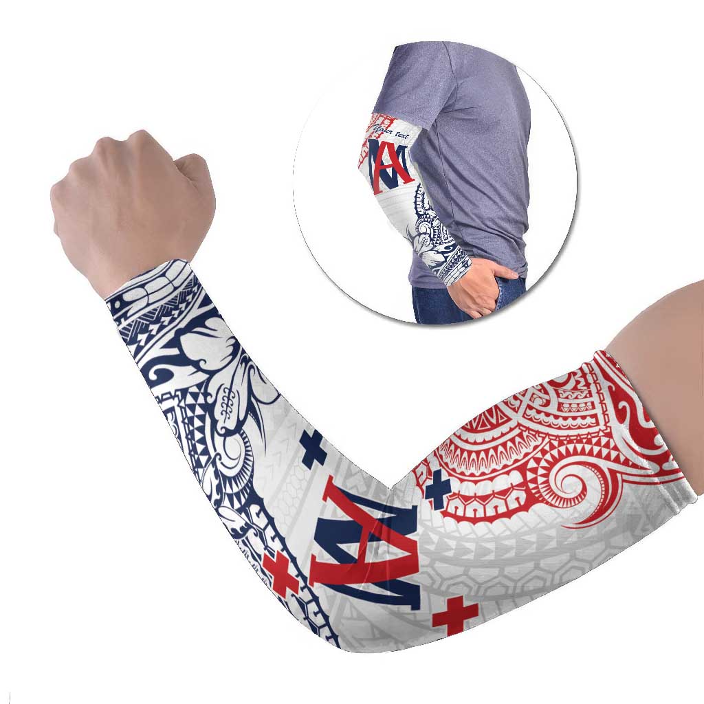 Kingdom of Uvea 1842-1860 Personalized Arm Sleeves Wallis and Futuna Polynesian Tribal Pattern LT9 Set of 2 White - Polynesian Pride