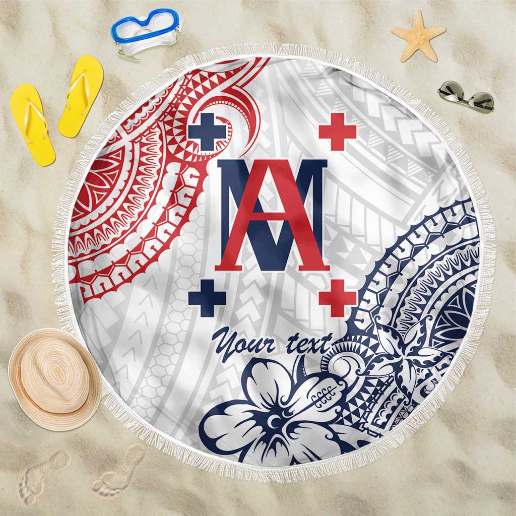 Kingdom of Uvea 1842-1860 Personalized Beach Blanket Wallis and Futuna Polynesian Tribal Pattern LT9 One Size 150cm White - Polynesian Pride