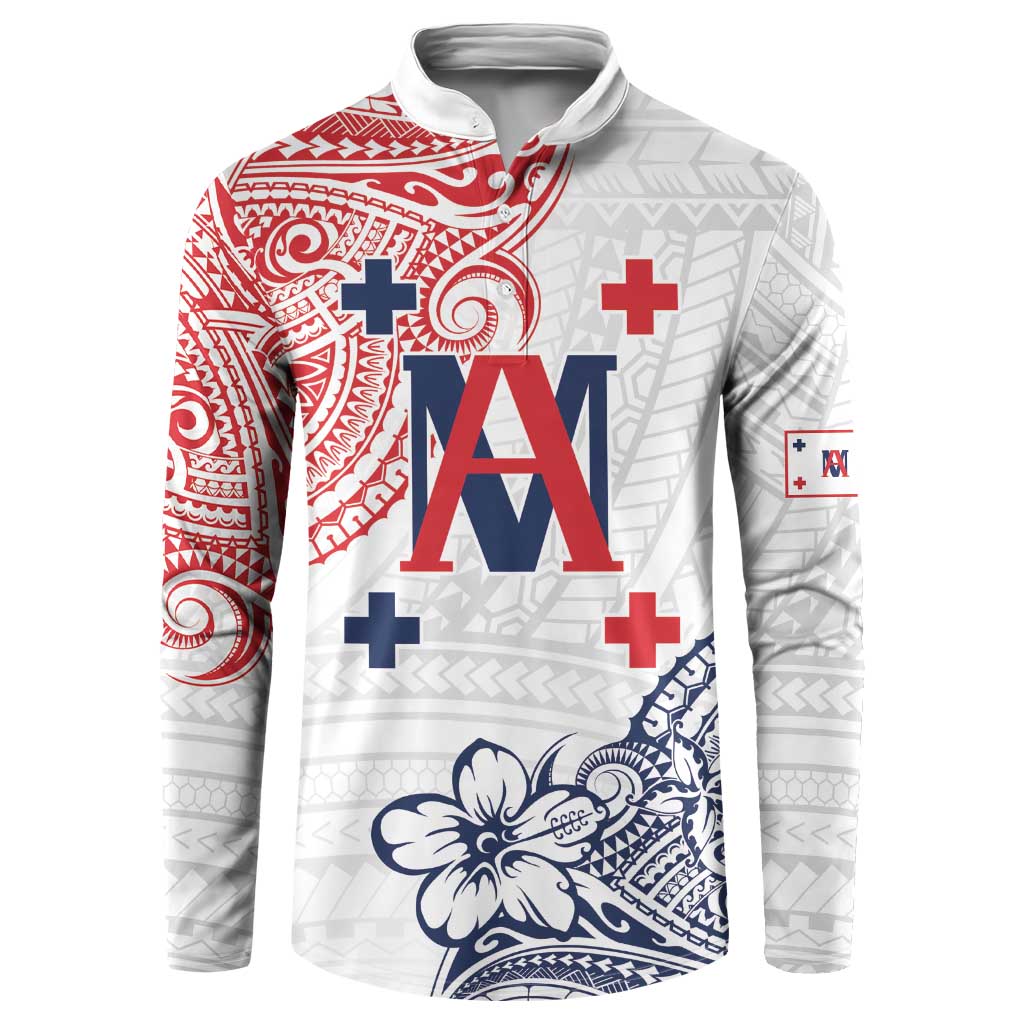 Kingdom of Uvea 1842-1860 Personalized Button Sweatshirt Wallis and Futuna Polynesian Tribal Pattern LT9 White - Polynesian Pride
