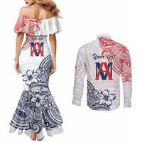 Kingdom of Uvea 1842-1860 Personalized Couples Matching Mermaid Dress and Long Sleeve Button Shirt Wallis and Futuna Polynesian Tribal Pattern
