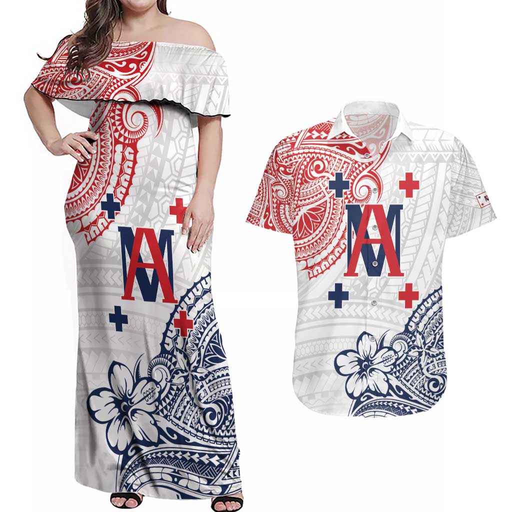 Kingdom of Uvea 1842-1860 Personalized Couples Matching Off Shoulder Maxi Dress and Hawaiian Shirt Wallis and Futuna Polynesian Tribal Pattern
