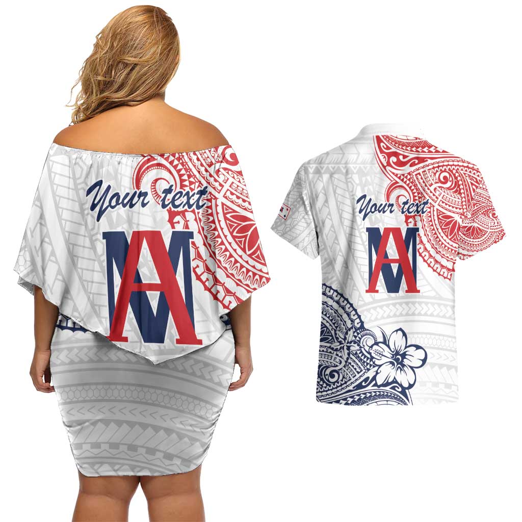 Kingdom of Uvea 1842-1860 Personalized Couples Matching Off Shoulder Short Dress and Hawaiian Shirt Wallis and Futuna Polynesian Tribal Pattern