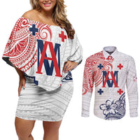 Kingdom of Uvea 1842-1860 Personalized Couples Matching Off Shoulder Short Dress and Long Sleeve Button Shirt Wallis and Futuna Polynesian Tribal Pattern