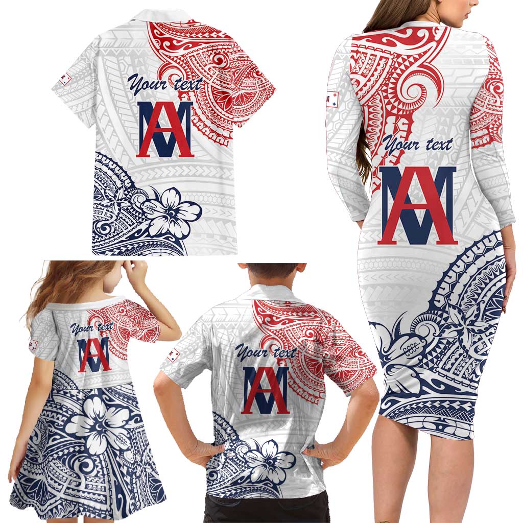 Kingdom of Uvea 1842-1860 Personalized Family Matching Long Sleeve Bodycon Dress and Hawaiian Shirt Wallis and Futuna Polynesian Tribal Pattern