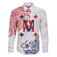 Kingdom of Uvea 1842-1860 Personalized Family Matching Off The Shoulder Long Sleeve Dress and Hawaiian Shirt Wallis and Futuna Polynesian Tribal Pattern