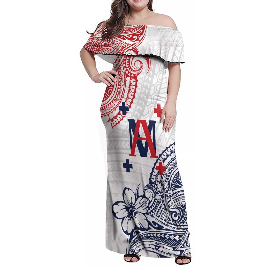 Kingdom of Uvea 1842-1860 Personalized Family Matching Off Shoulder Maxi Dress and Hawaiian Shirt Wallis and Futuna Polynesian Tribal Pattern