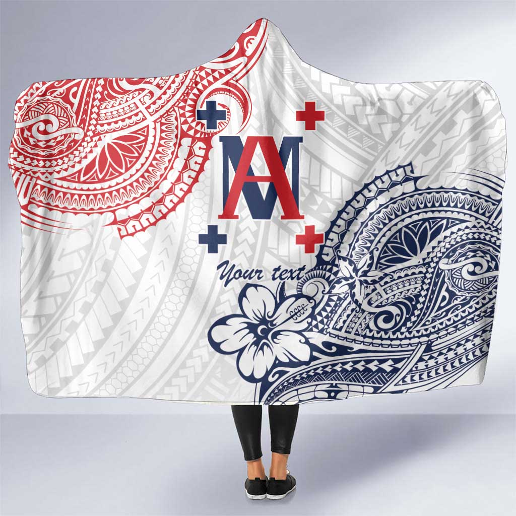 Kingdom of Uvea 1842-1860 Personalized Hooded Blanket Wallis and Futuna Polynesian Tribal Pattern LT9 One Size White - Polynesian Pride