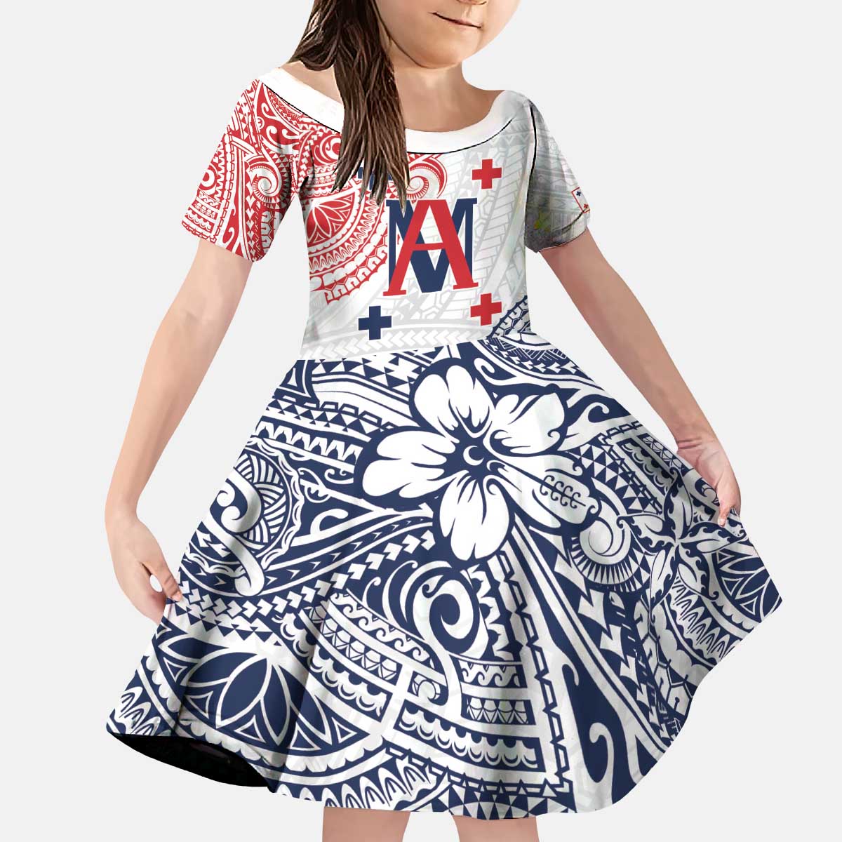 Kingdom of Uvea 1842-1860 Personalized Kid Short Sleeve Dress Wallis and Futuna Polynesian Tribal Pattern