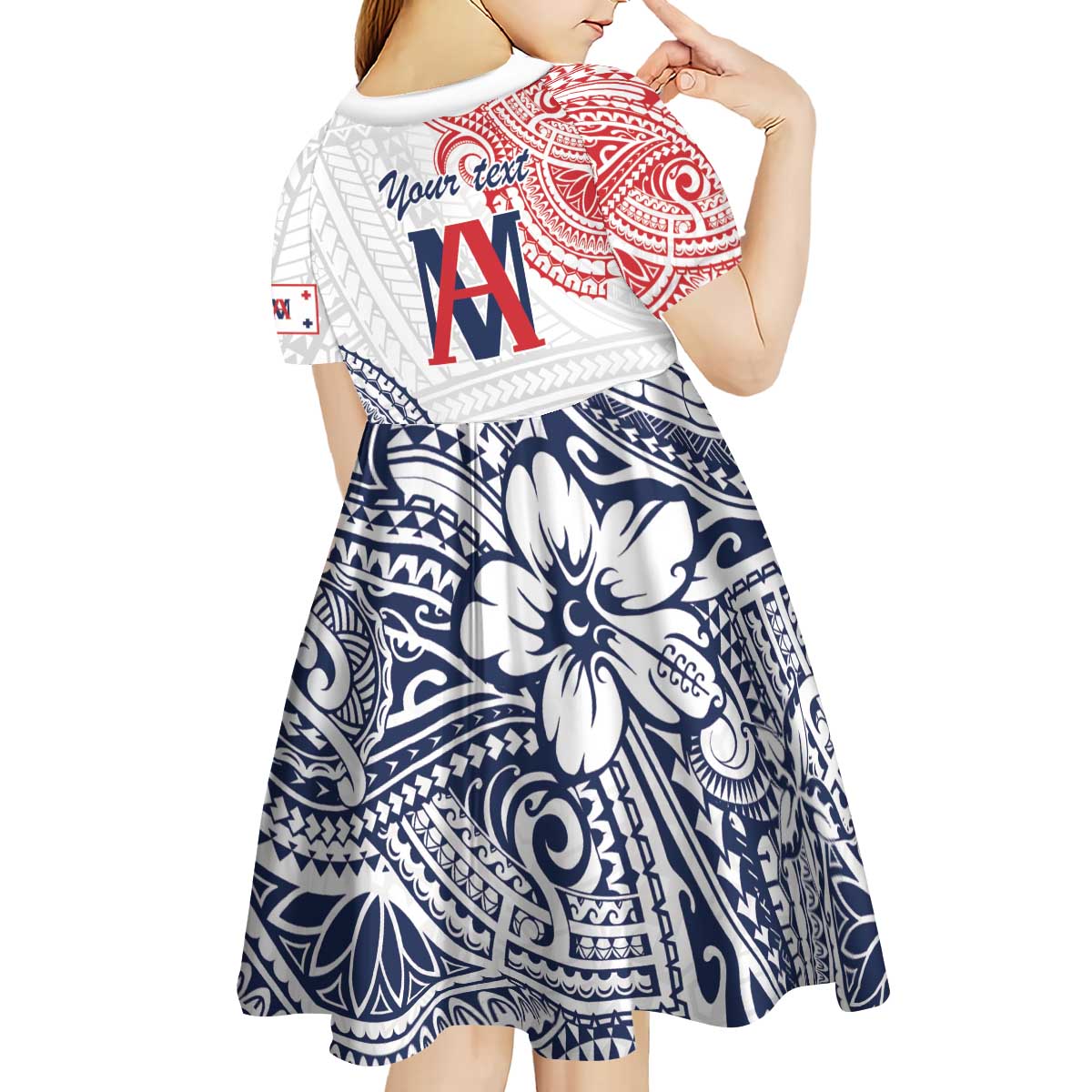 Kingdom of Uvea 1842-1860 Personalized Kid Short Sleeve Dress Wallis and Futuna Polynesian Tribal Pattern