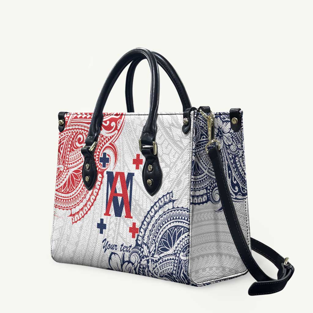 Kingdom of Uvea 1842-1860 Personalized Leather Bag Wallis and Futuna Polynesian Tribal Pattern LT9 White - Polynesian Pride