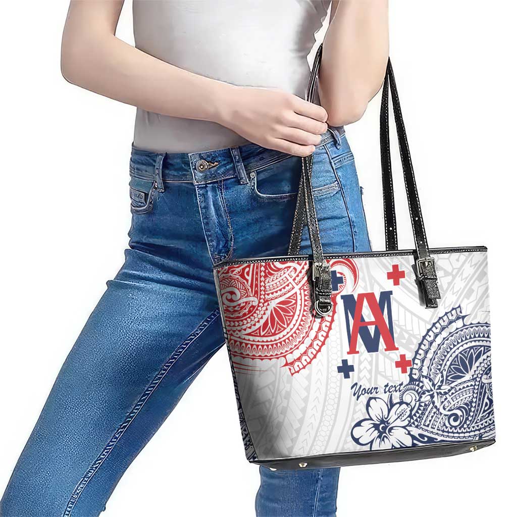 Kingdom of Uvea 1842-1860 Personalized Leather Tote Bag Wallis and Futuna Polynesian Tribal Pattern