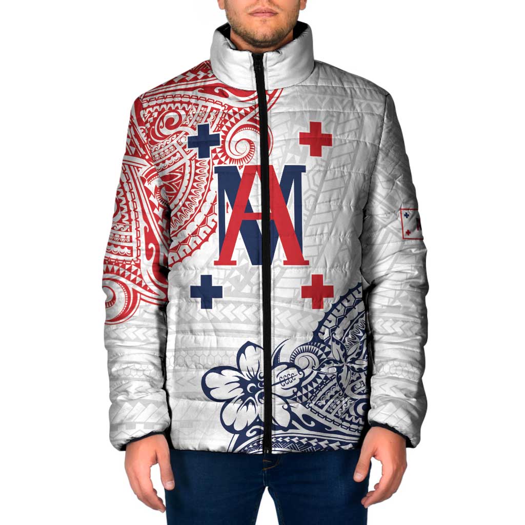Kingdom of Uvea 1842-1860 Personalized Padded Jacket Wallis and Futuna Polynesian Tribal Pattern LT9 Men White - Polynesian Pride