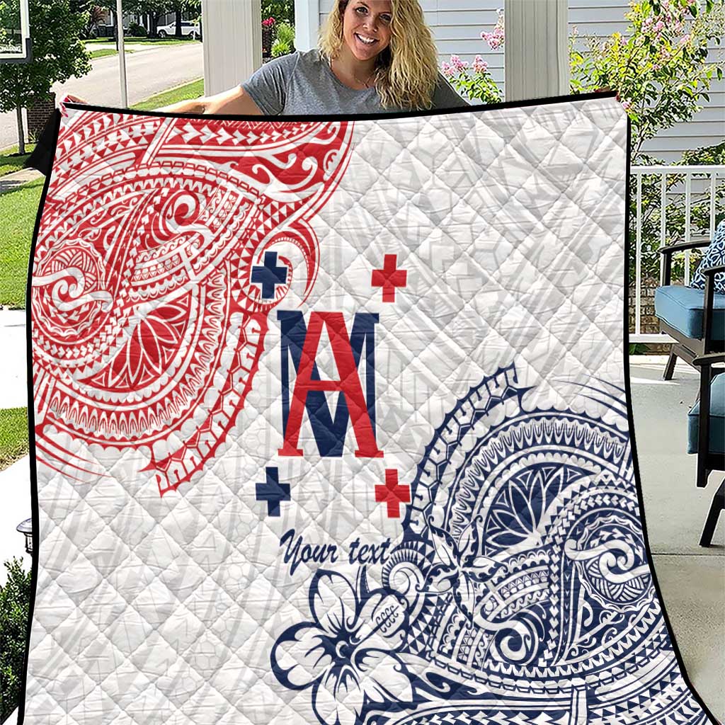 Kingdom of Uvea 1842-1860 Personalized Quilt Wallis and Futuna Polynesian Tribal Pattern LT9 White - Polynesian Pride