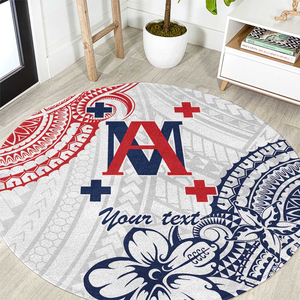 Kingdom of Uvea 1842-1860 Personalized Round Carpet Wallis and Futuna Polynesian Tribal Pattern LT9 White - Polynesian Pride