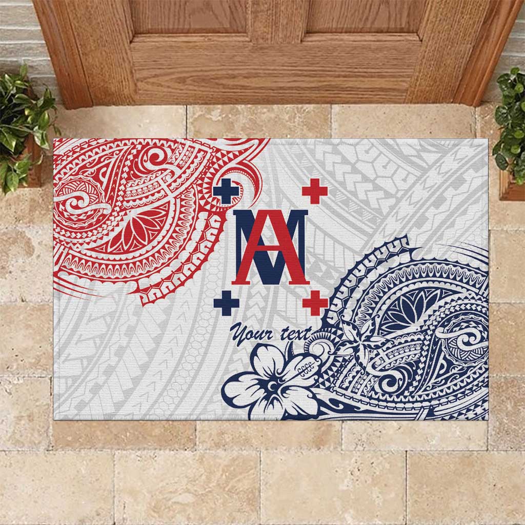 Kingdom of Uvea 1842-1860 Personalized Rubber Doormat Wallis and Futuna Polynesian Tribal Pattern LT9 White - Polynesian Pride