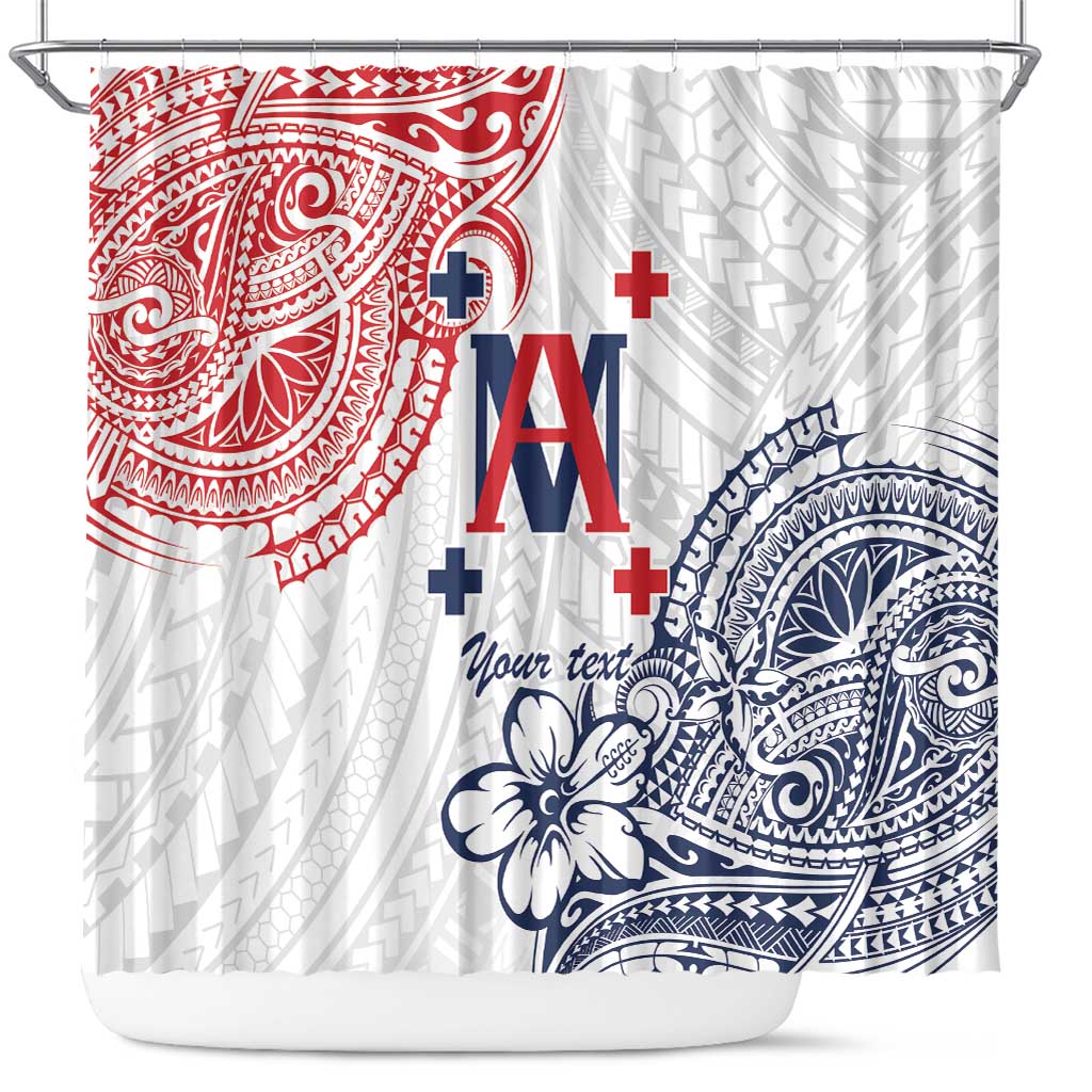 Kingdom of Uvea 1842-1860 Personalized Shower Curtain Wallis and Futuna Polynesian Tribal Pattern LT9 White - Polynesian Pride