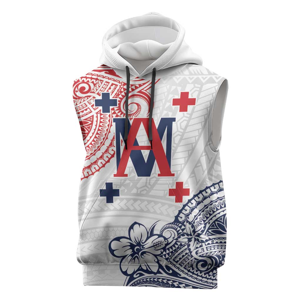 Kingdom of Uvea 1842-1860 Personalized Sleeveless Hoodie Wallis and Futuna Polynesian Tribal Pattern LT9 White - Polynesian Pride