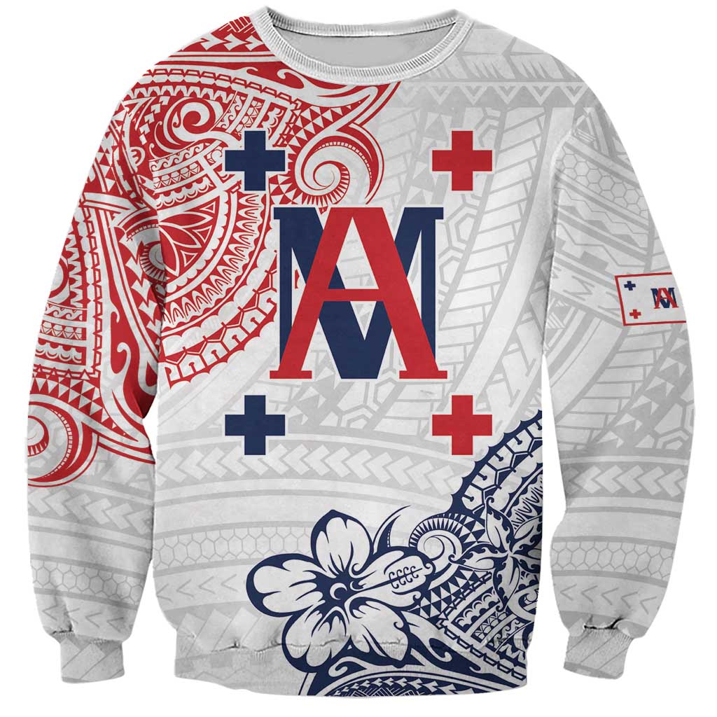 Kingdom of Uvea 1842-1860 Personalized Sweatshirt Wallis and Futuna Polynesian Tribal Pattern LT9 Unisex White - Polynesian Pride