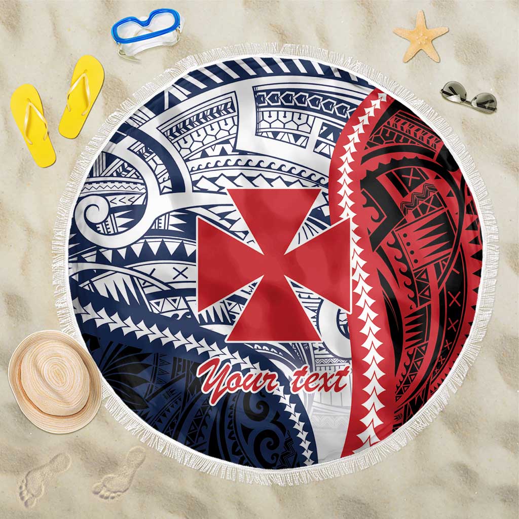 Kingdom of Uvea 1860-1886 Personalized Beach Blanket Wallis and Futuna Polynesian Tribal Pattern LT9 One Size 150cm Red - Polynesian Pride