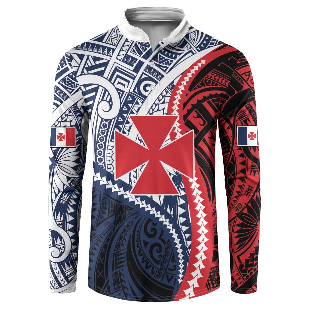 Kingdom of Uvea 1860-1886 Personalized Button Sweatshirt Wallis and Futuna Polynesian Tribal Pattern LT9 Red - Polynesian Pride