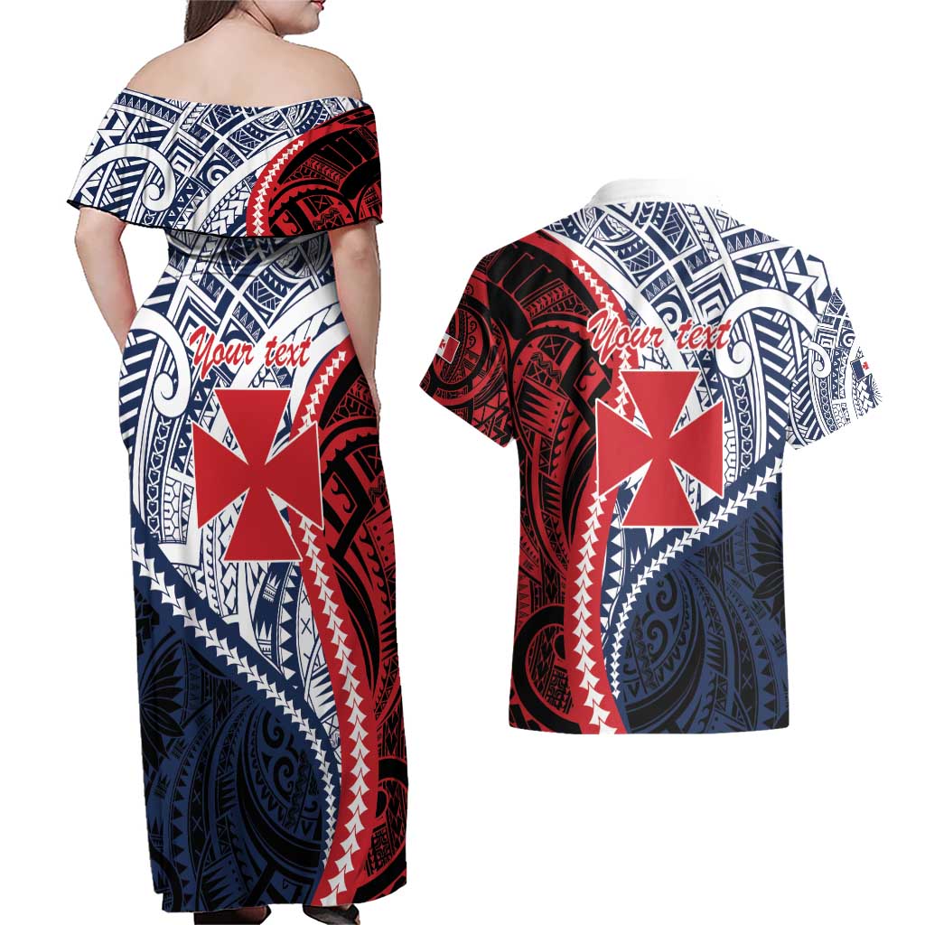 Kingdom of Uvea 1860-1886 Personalized Couples Matching Off Shoulder Maxi Dress and Hawaiian Shirt Wallis and Futuna Polynesian Tribal Pattern