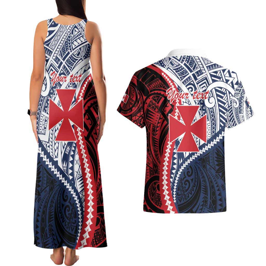 Kingdom of Uvea 1860-1886 Personalized Couples Matching Tank Maxi Dress and Hawaiian Shirt Wallis and Futuna Polynesian Tribal Pattern
